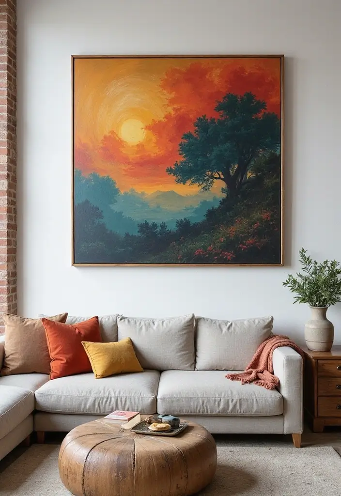 21 Stunning Modern Rustic Living Room Ideas That'll Make You Want to Redecorate Today! - 18. Oversized Art Pieces