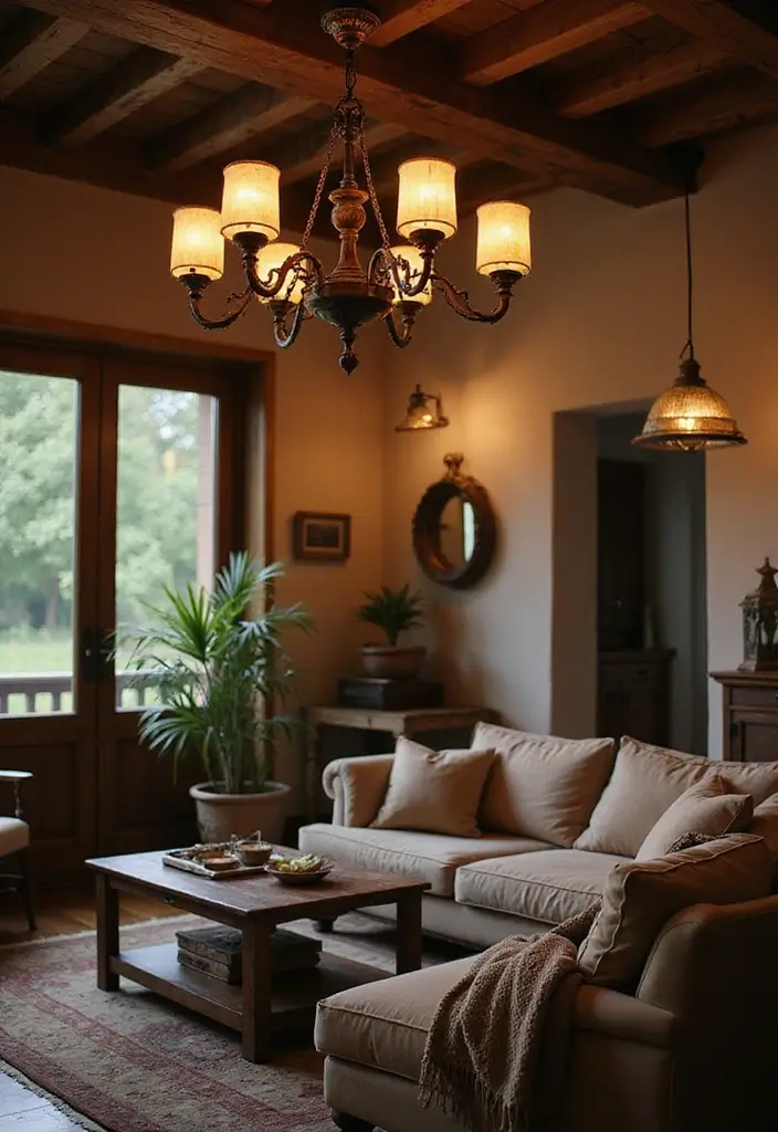 21 Stunning Modern Rustic Living Room Ideas That'll Make You Want to Redecorate Today! - 4. Vintage Lighting Fixtures