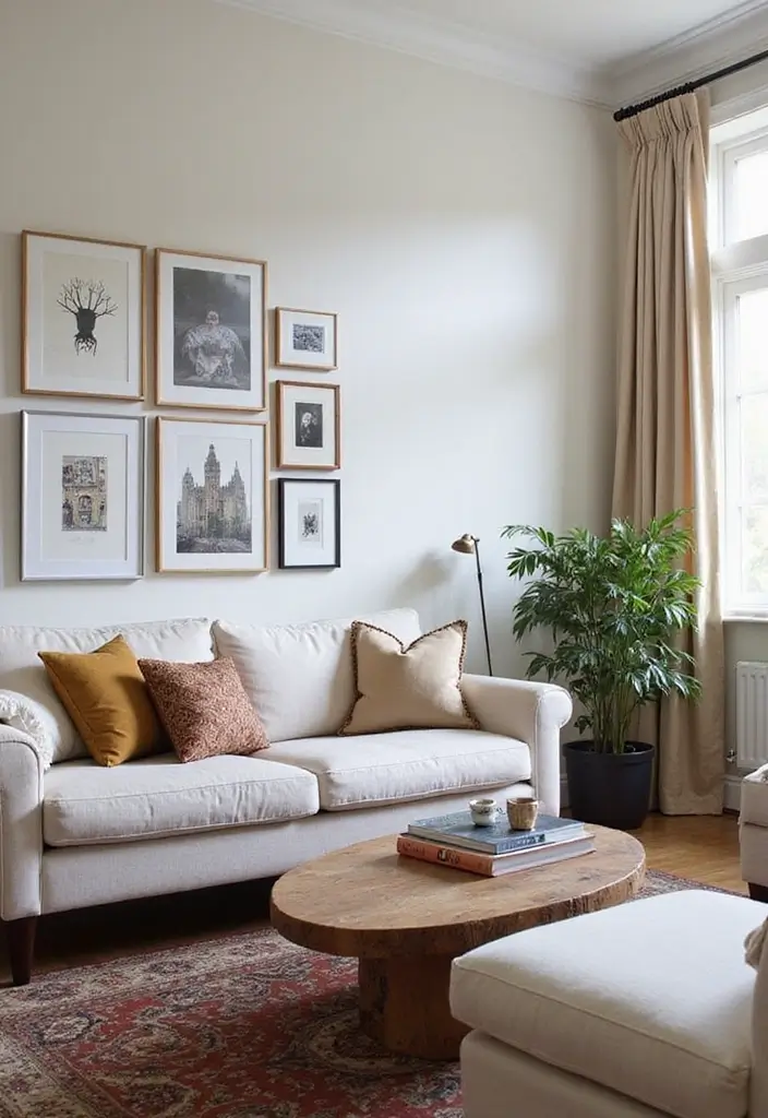 25 Cozy Living Room Ideas That'll Make You Want to Curl Up and Stay Forever! - 14. Curated Artwork