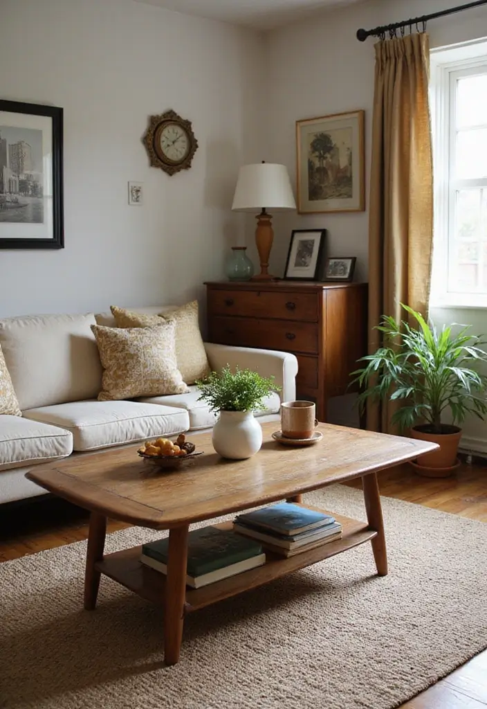 25 Cozy Living Room Ideas That'll Make You Want to Curl Up and Stay Forever! - 16. Vintage Finds