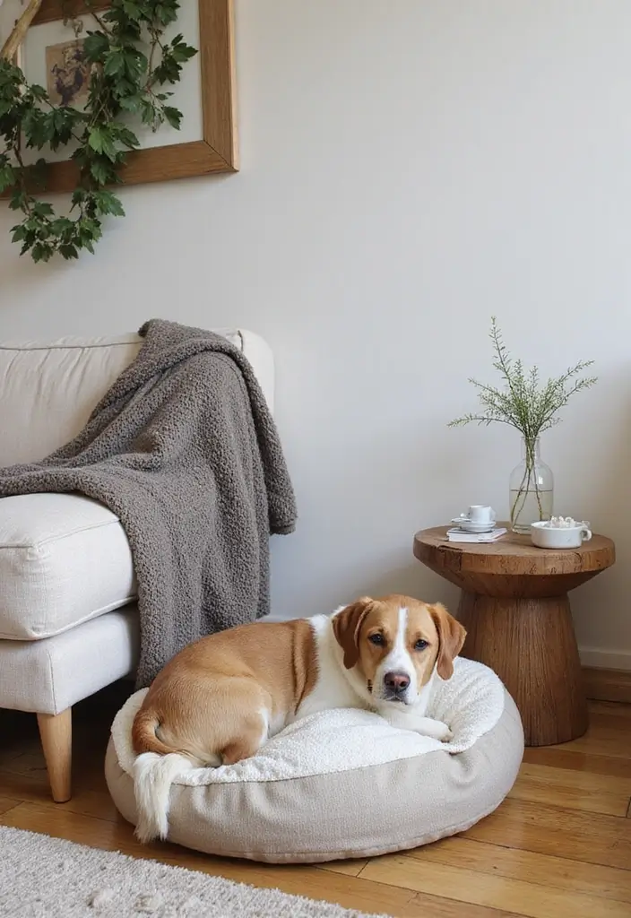 25 Cozy Living Room Ideas That'll Make You Want to Curl Up and Stay Forever! - 22. Cozy Pet Spots