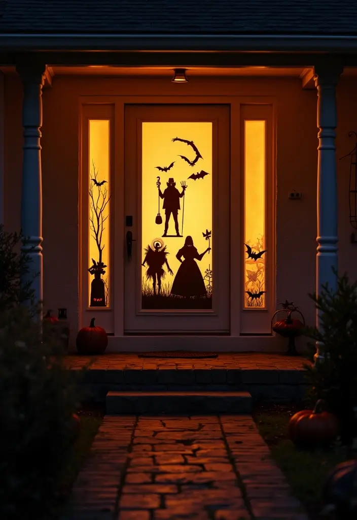 25 Spooktacular Halloween Porch Ideas That'll Make Your Neighbors Scream 'WOW!' - 10. Spooky Silhouettes