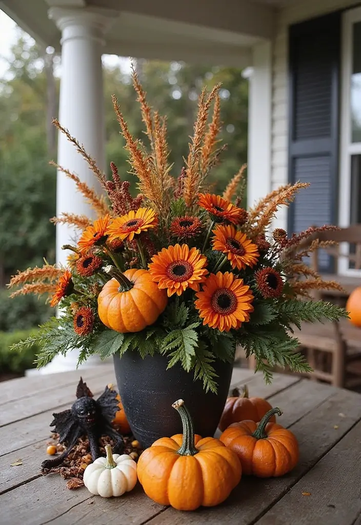 25 Spooktacular Halloween Porch Ideas That'll Make Your Neighbors Scream 'WOW!' - 20. Hauntingly Beautiful Centerpieces