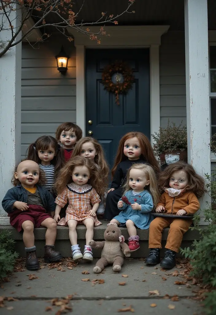 25 Spooktacular Halloween Porch Ideas That'll Make Your Neighbors Scream 'WOW!' - 24. Creepy Dolls