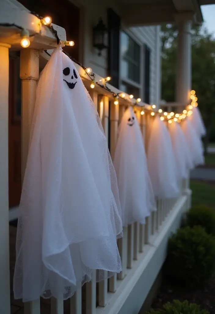 25 Spooktacular Halloween Porch Ideas That'll Make Your Neighbors Scream 'WOW!' - 4. Ghostly Garlands