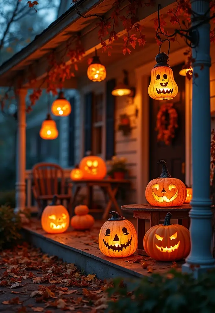 25 Spooktacular Halloween Porch Ideas That'll Make Your Neighbors Scream 'WOW!' - 6. Haunted Lanterns