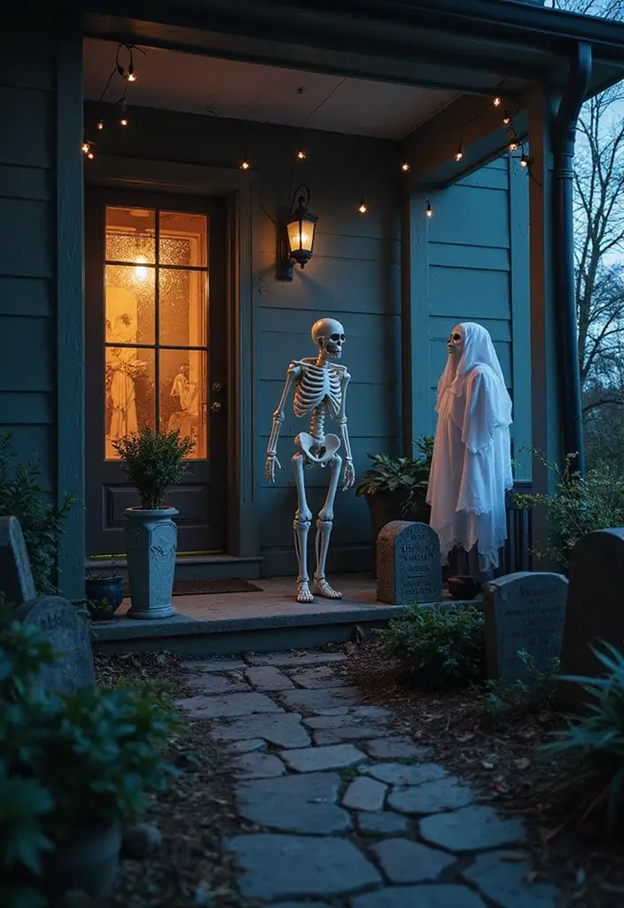25 Spooktacular Halloween Porch Ideas That'll Make Your Neighbors Scream 'WOW!' - 8. Graveyard Scene