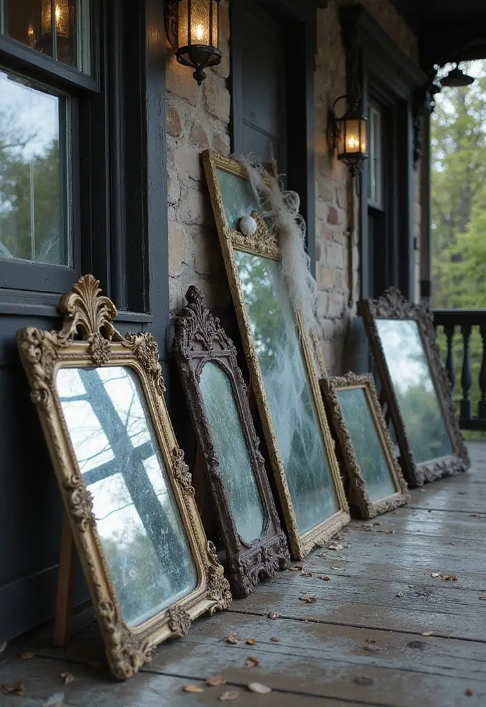 25 Spooktacular Halloween Porch Ideas That'll Make Your Neighbors Scream 'WOW!' - 9. Mysterious Mirrors
