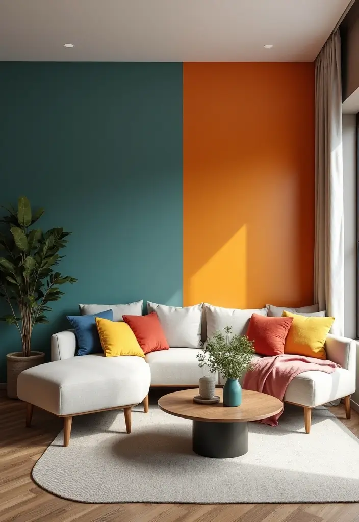 20 Living Room Ideas That'll Make You Never Want to Leave Home Again (#7 Is a Game Changer!) - 11. Colorful Accent Walls