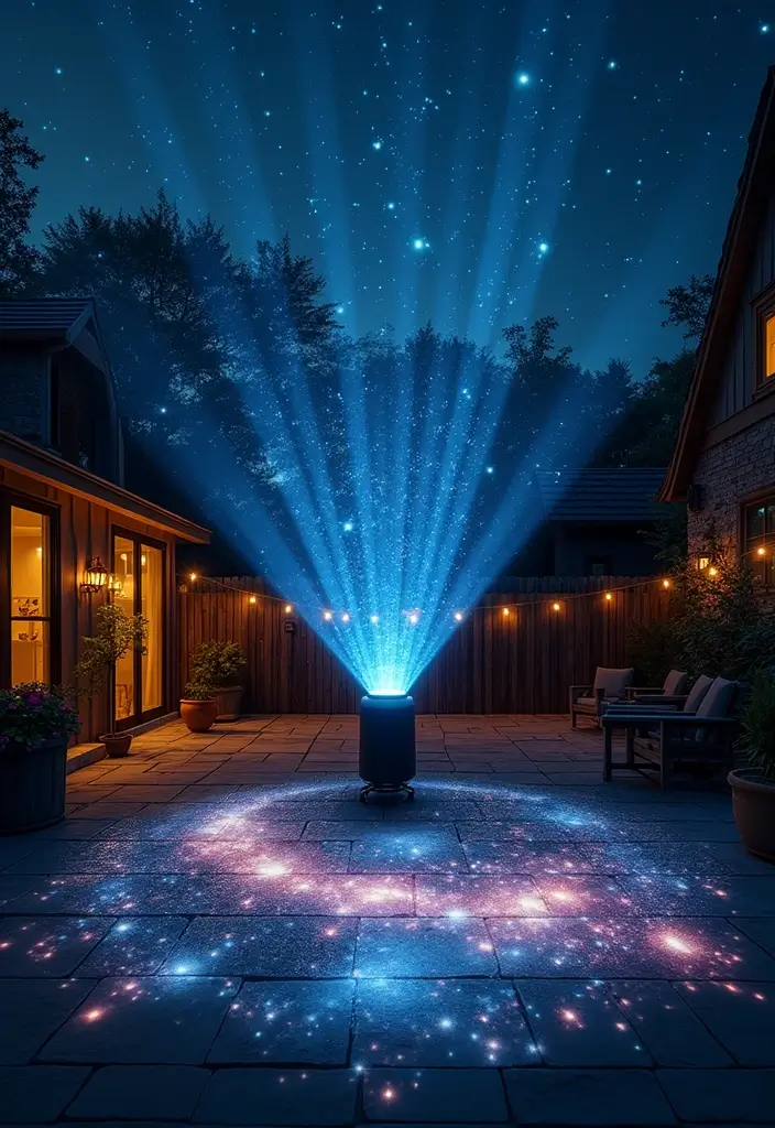 20 Magical Backyard Lighting Ideas That'll Transform Your Evenings (You Won't Believe #7!) - 12. Starry Night Projector