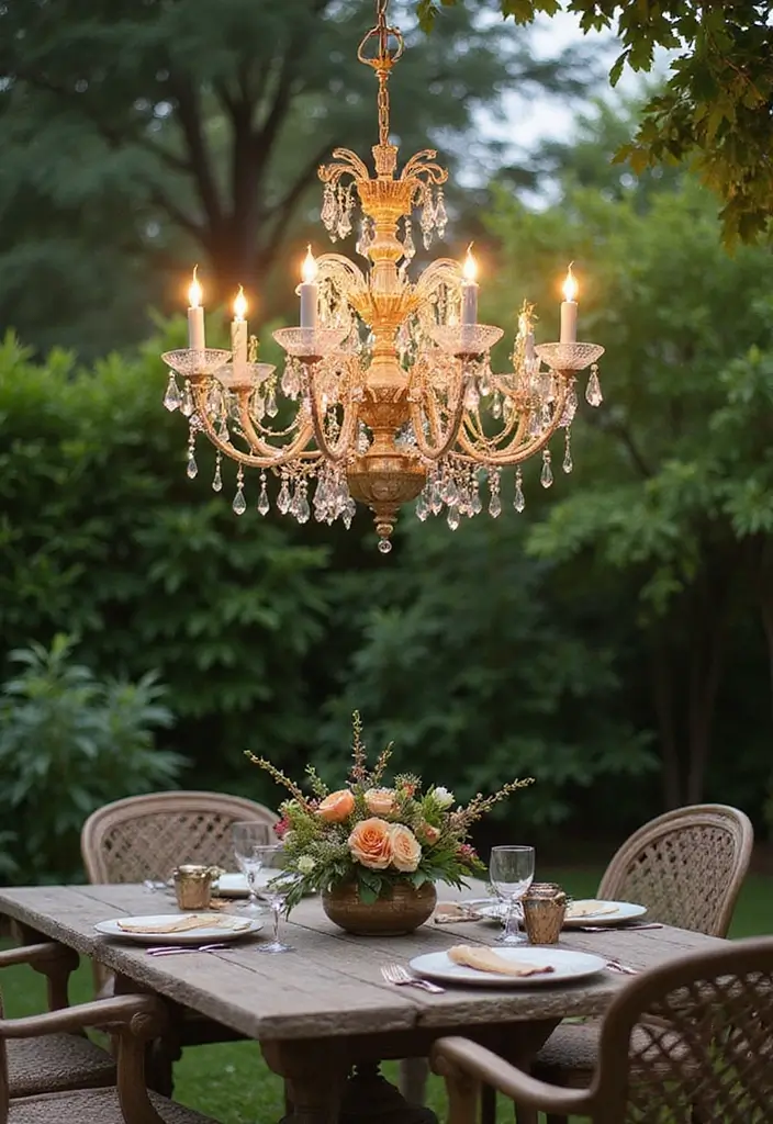 20 Magical Backyard Lighting Ideas That'll Transform Your Evenings (You Won't Believe #7!) - 16. Outdoor Chandelier