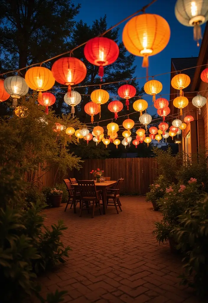 20 Magical Backyard Lighting Ideas That'll Transform Your Evenings (You Won't Believe #7!) - 9. Hanging Paper Lanterns