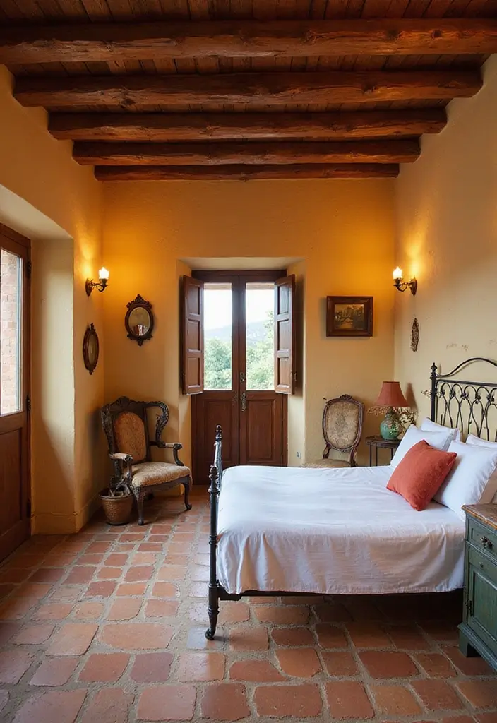 20 Mediterranean Bedroom Makeovers That Will Make You Feel Like You're on Vacation! - 2. Rustic Mediterranean Charm