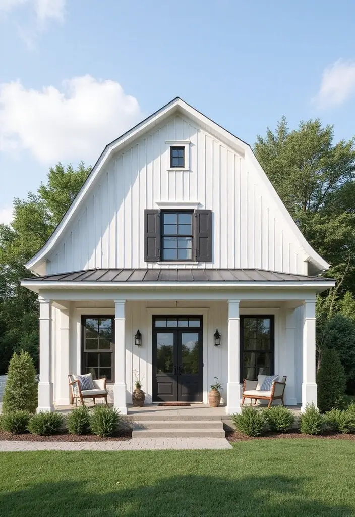 21 Jaw-Dropping Barndominium Exterior Designs That'll Leave Your Neighbors Jealous! - 4. Farmhouse Glam