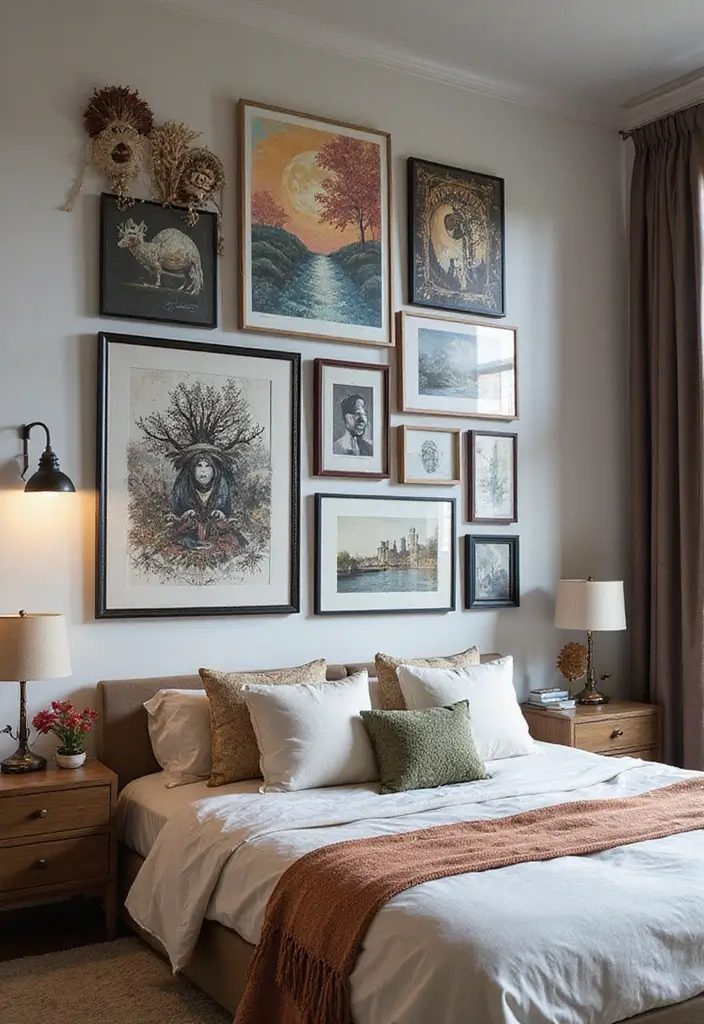 21 Transformaciones de Dormitorio que Te Dejarán Sin Palabras (No Vas a Creer la #7!) - 10. Integración de Arte y Decoración