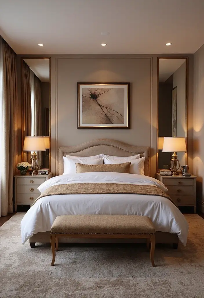 21 Transformaciones de Dormitorio que Te Dejarán Sin Palabras (No Vas a Creer la #7!) - 14. Estilo Glamour Moderno