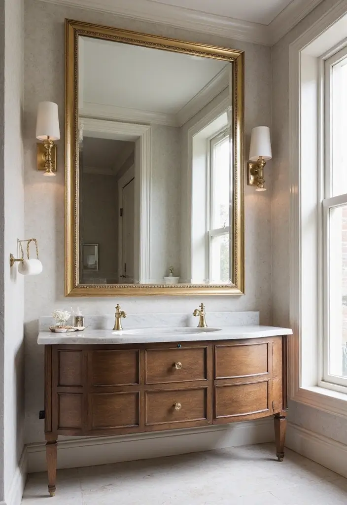 25 Stunning Bathroom Makeovers Under $300 (Get Inspired by #12!) - 10. Elegant Mirror Updates