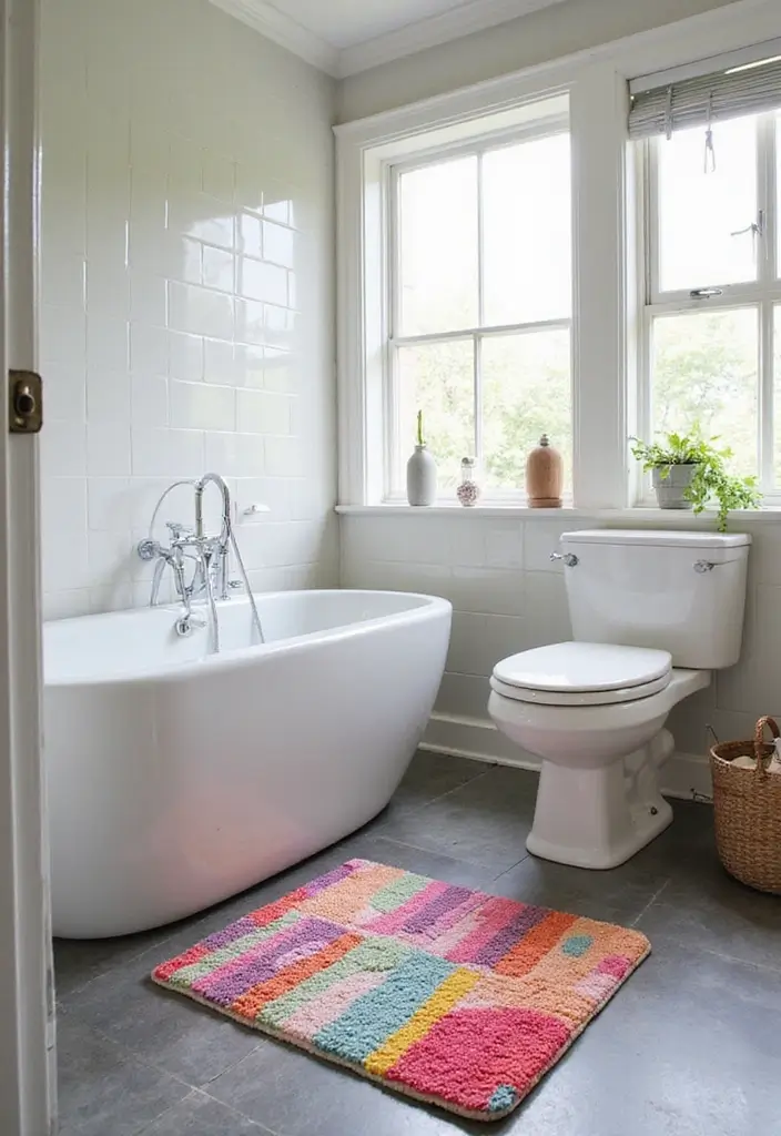 25 Stunning Bathroom Makeovers Under $300 (Get Inspired by #12!) - 19. Fun Bath Mats