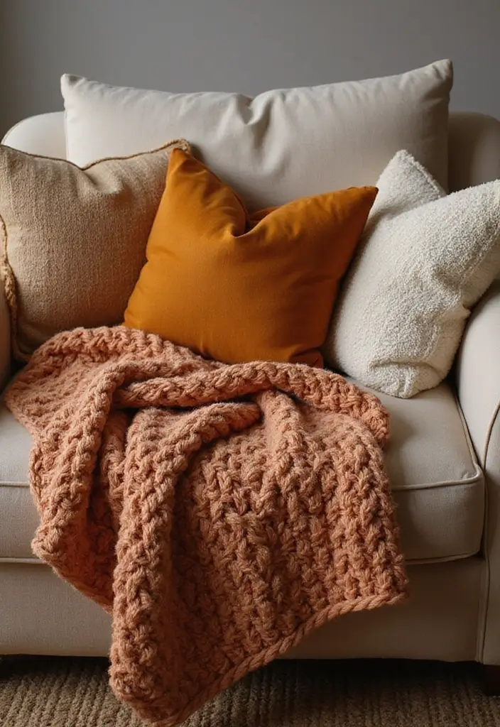 12 Fall Colors Home Decor Ideas That Will Transform Your Space Overnight - 1. Cozy Knit Throws