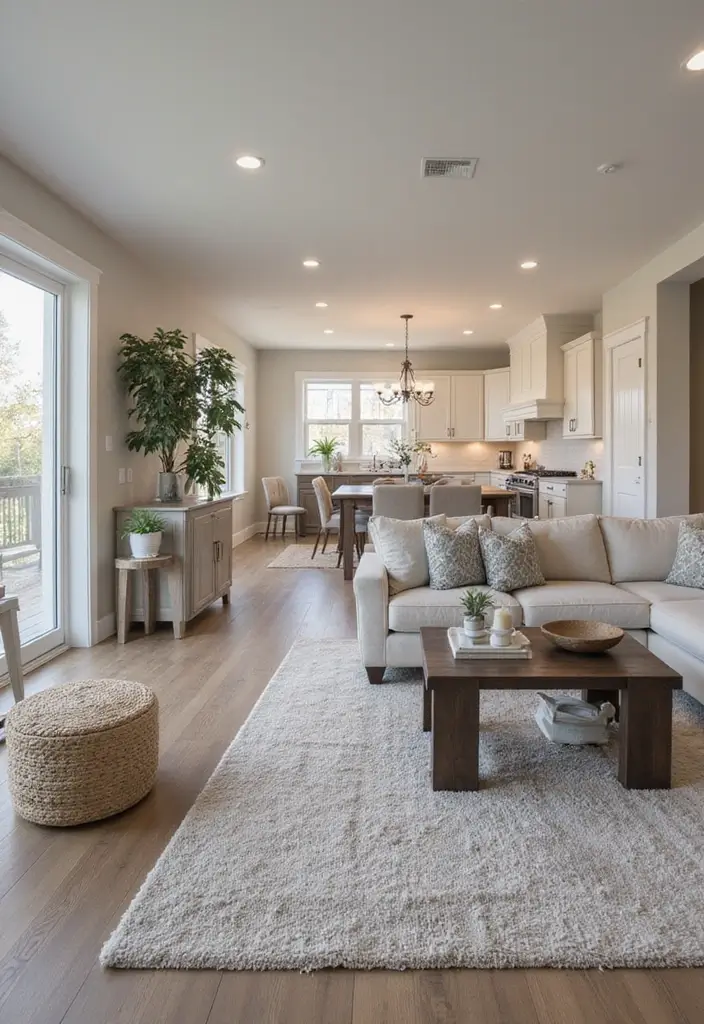 14 Incredible Open Floor Plan Living Room & Kitchen Layouts That Maximize Space (You Won't Believe #5!) - 10. Family-Friendly Functionality