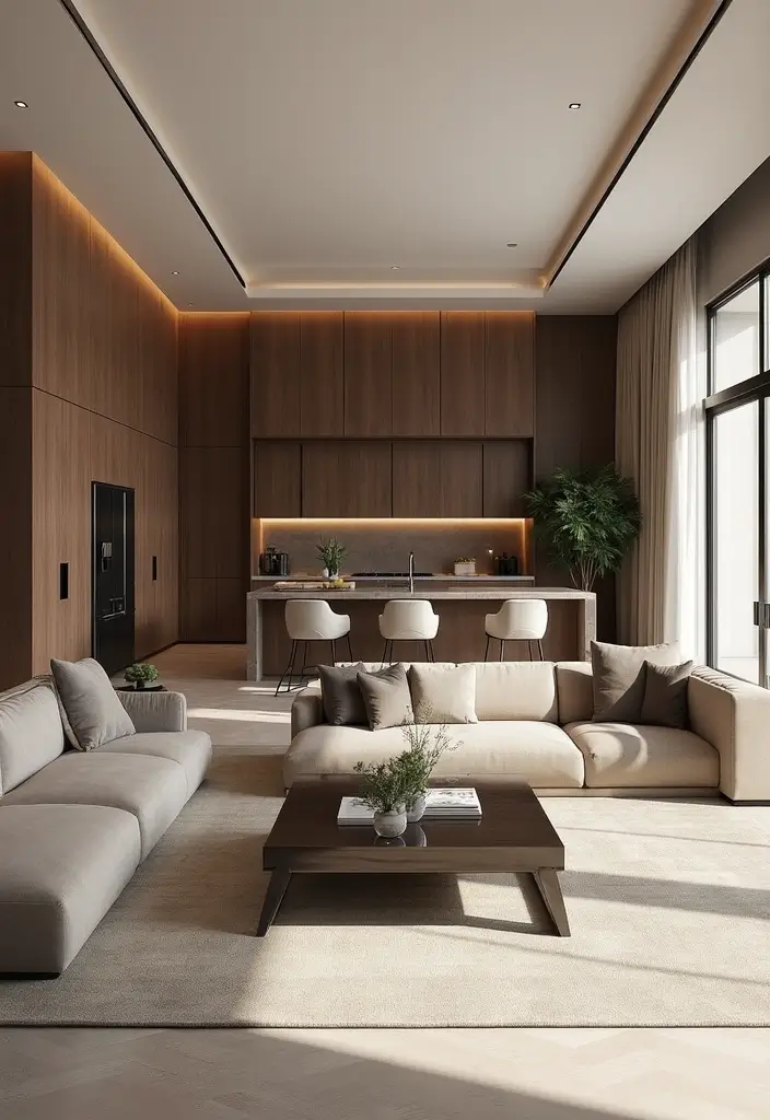 14 Incredible Open Floor Plan Living Room & Kitchen Layouts That Maximize Space (You Won't Believe #5!) - 11. Luxurious High-End Appeal