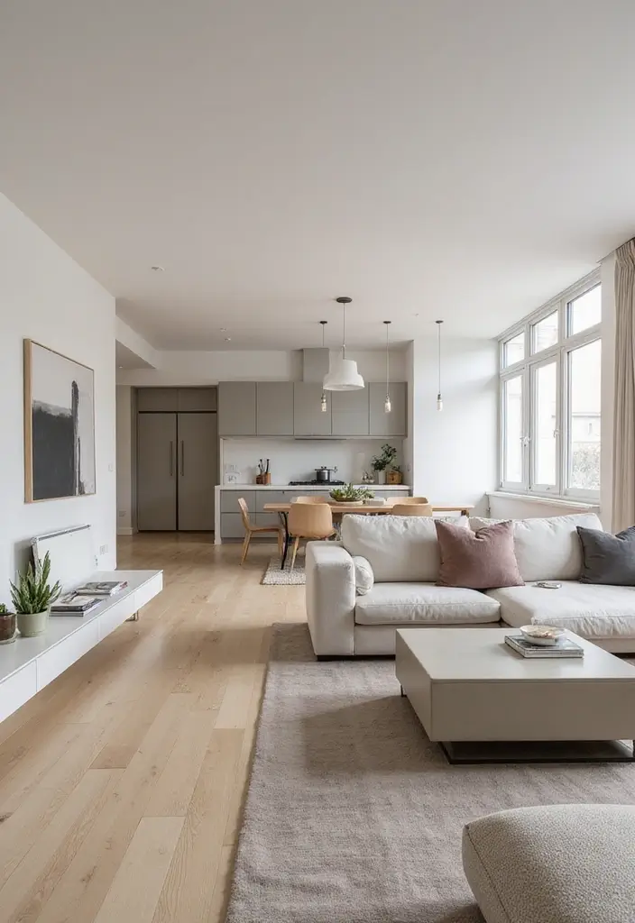 14 Incredible Open Floor Plan Living Room & Kitchen Layouts That Maximize Space (You Won't Believe #5!) - 2. Sleek Modern Minimalism