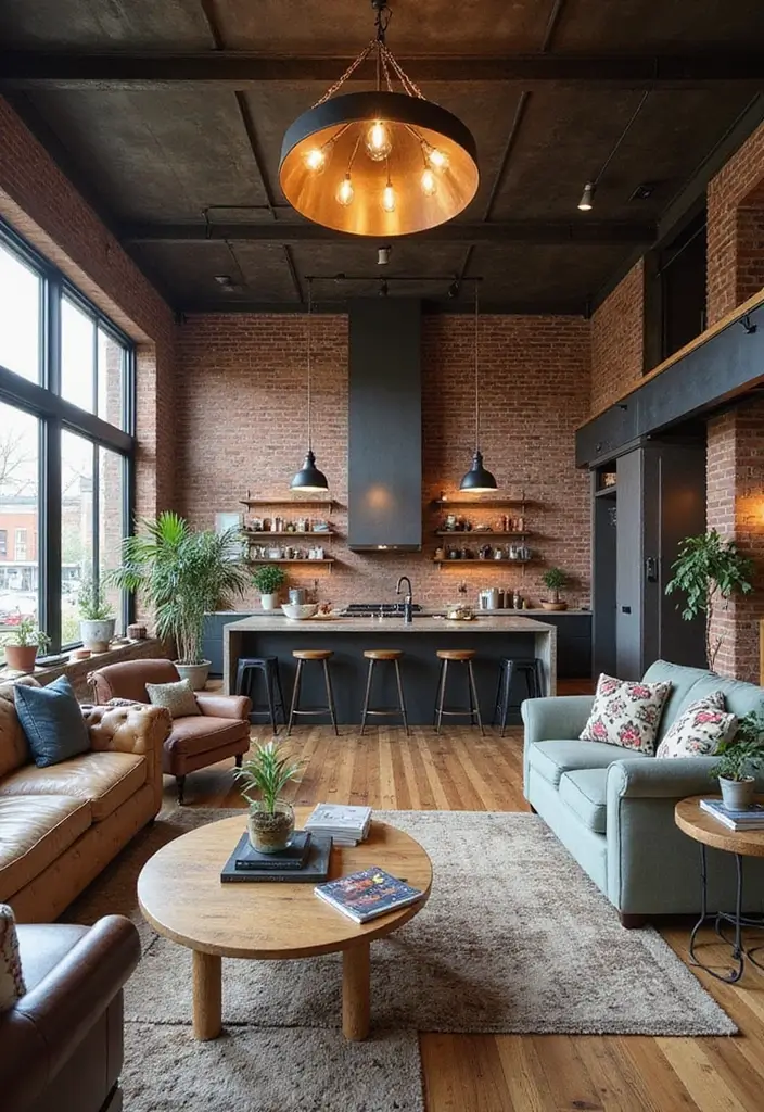14 Incredible Open Floor Plan Living Room & Kitchen Layouts That Maximize Space (You Won't Believe #5!) - 4. Chic Industrial Fusion