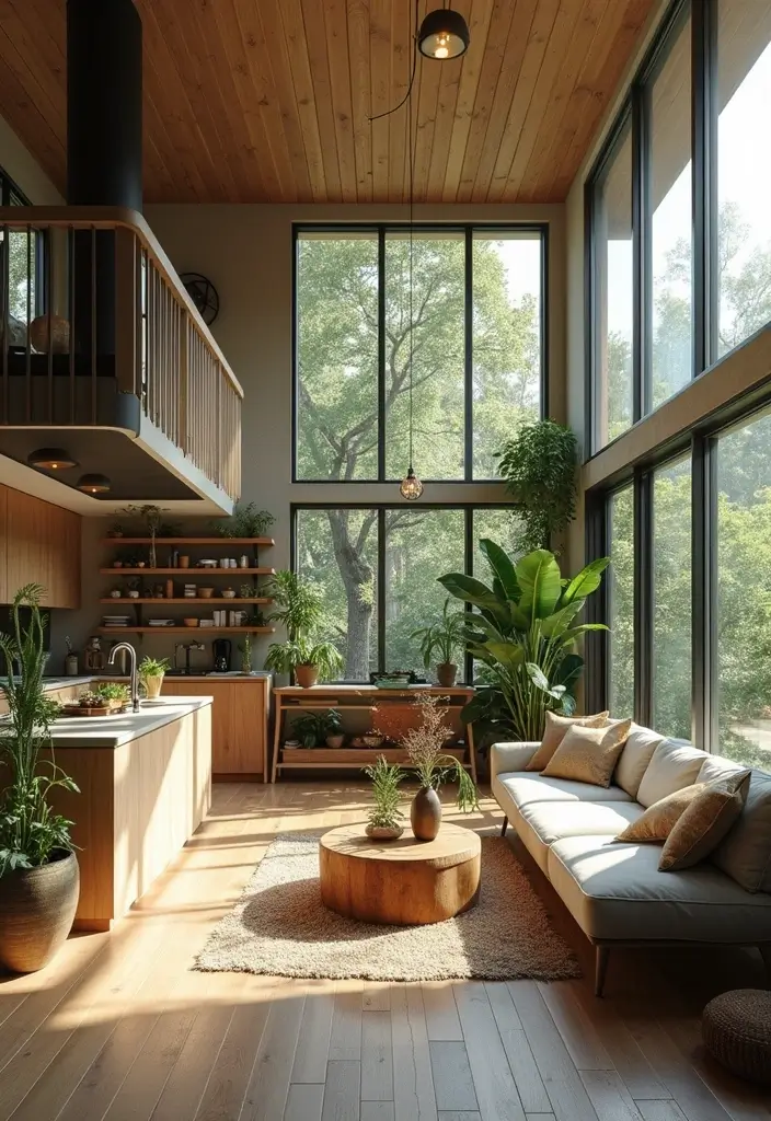 14 Incredible Open Floor Plan Living Room & Kitchen Layouts That Maximize Space (You Won't Believe #5!) - 9. Nature-Inspired Retreat