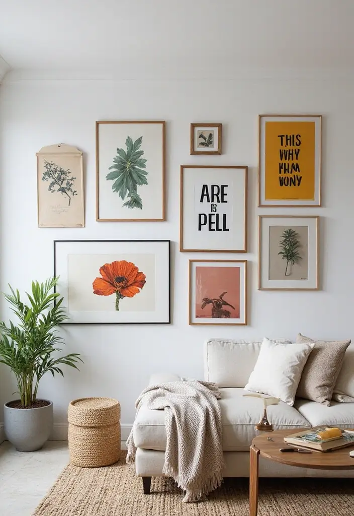 15 Jaw-Dropping Gallery Wall Ideas for Your Living Room Wall Art - 15. Bold Typography Art