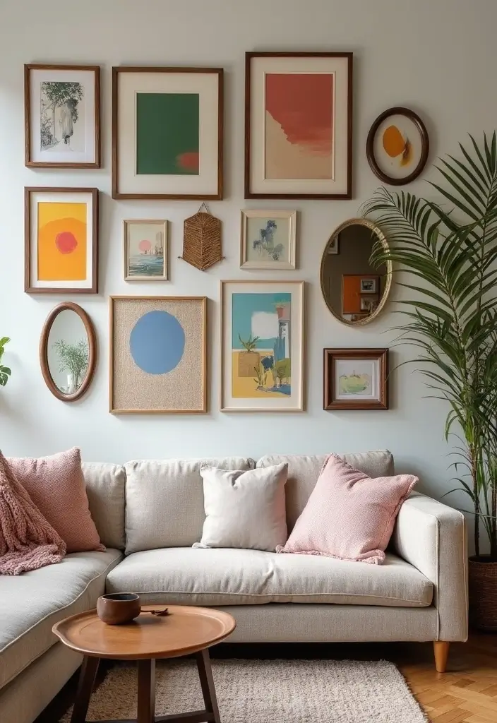 15 Jaw-Dropping Gallery Wall Ideas for Your Living Room Wall Art - 2. Eclectic Mix and Match