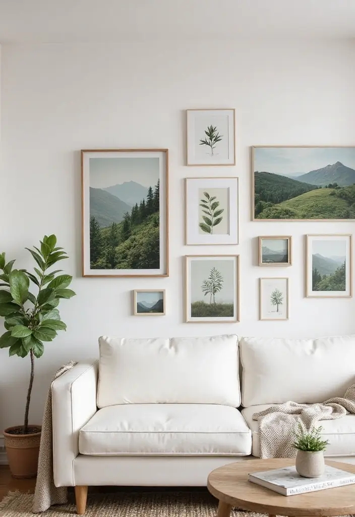 15 Jaw-Dropping Gallery Wall Ideas for Your Living Room Wall Art - 4. Nature-Inspired Artwork