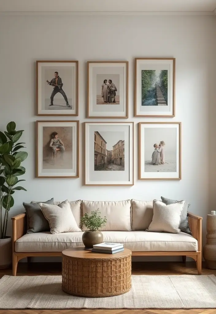 15 Jaw-Dropping Gallery Wall Ideas for Your Living Room Wall Art - 6. Themed Storytelling