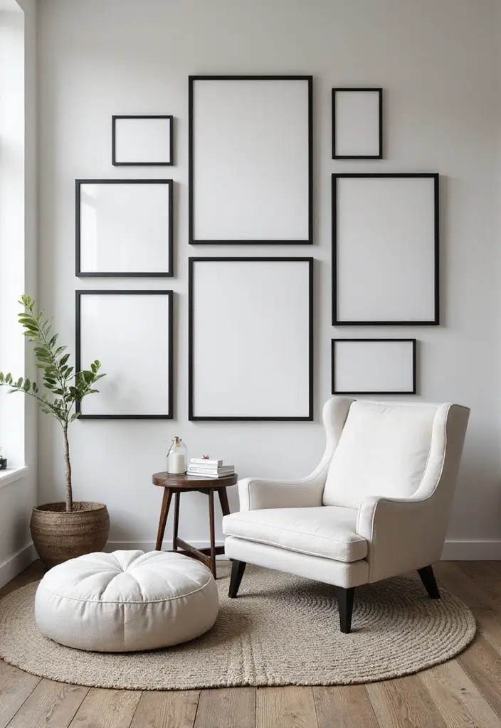 15 Jaw-Dropping Gallery Wall Ideas for Your Living Room Wall Art - 9. Black Frame Collection