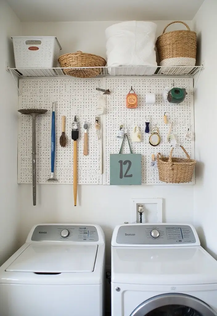 10 Space-Saving Laundry Room Decor Ideas That'll Make a Tiny Room Feel Huge! - 4. Utilize Pegboards for Custom Organization