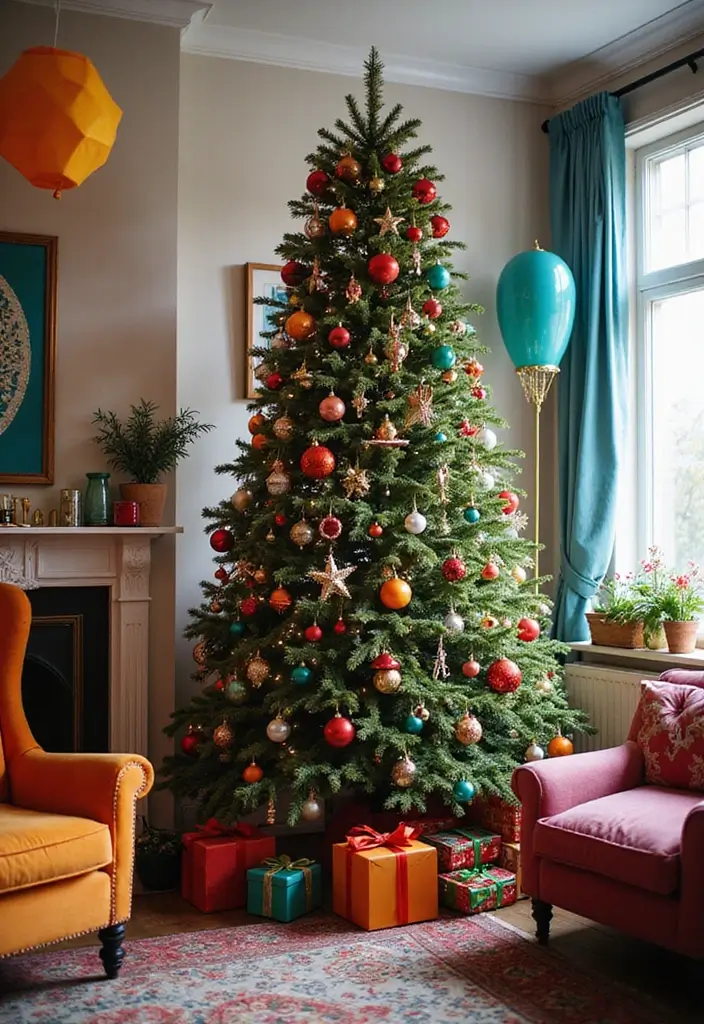 12 Elegant Christmas Trees That Will Transform Your Living Room into a Winter Wonderland! - 6. Whimsical Color Pop
