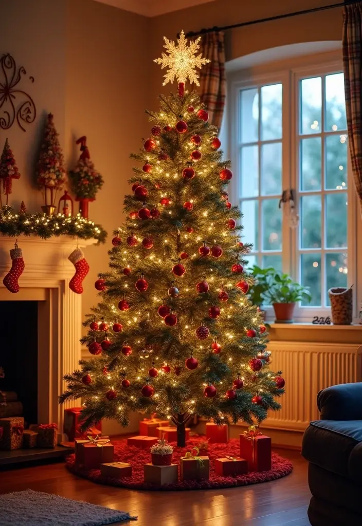 12 Elegant Christmas Trees That Will Transform Your Living Room into a Winter Wonderland! - 8. Festive and Bright