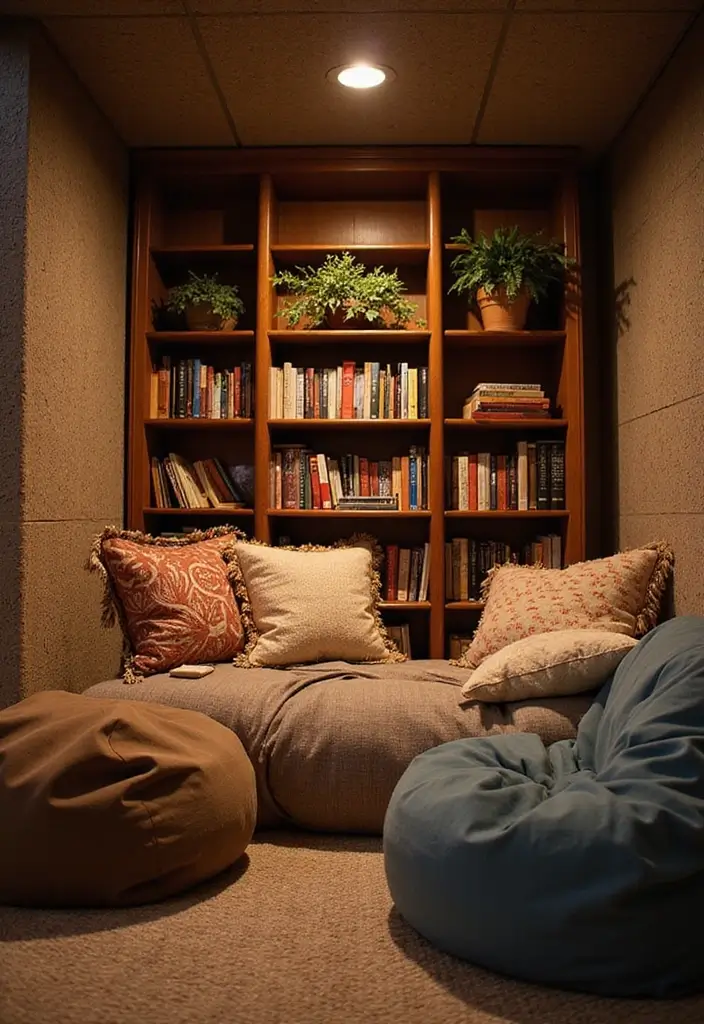 13 Incredible Basement Inspo Ideas That'll Transform Your Space into a Cozy Retreat! - 1. Create a Cozy Reading Nook