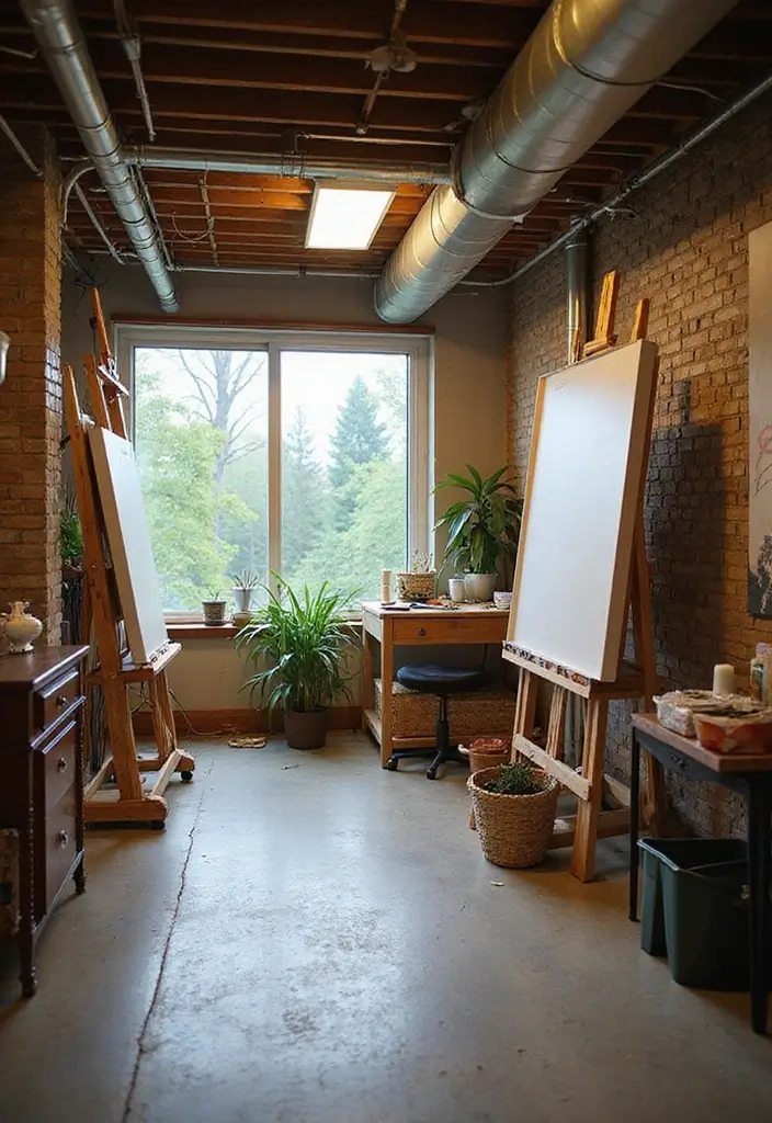 13 Incredible Basement Inspo Ideas That'll Transform Your Space into a Cozy Retreat! - 12. Artistic Studio Space