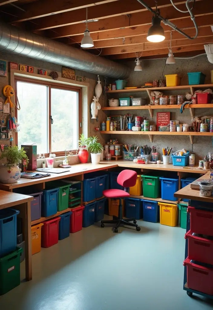 13 Incredible Basement Inspo Ideas That'll Transform Your Space into a Cozy Retreat! - 4. Craft and Hobby Haven
