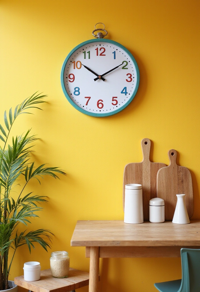 15 Colorful Kitchen Accents That Will Instantly Brighten Your Space! - 13. Cheerful Wall Clocks