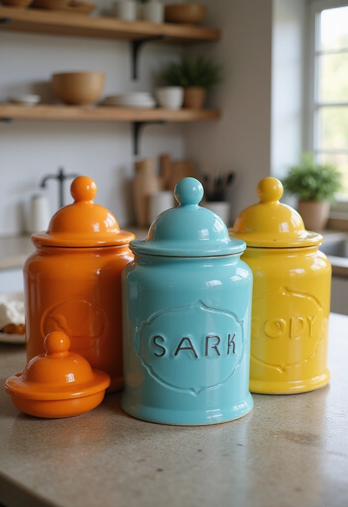 15 Colorful Kitchen Accents That Will Instantly Brighten Your Space! - 3. Eye-Catching Canisters