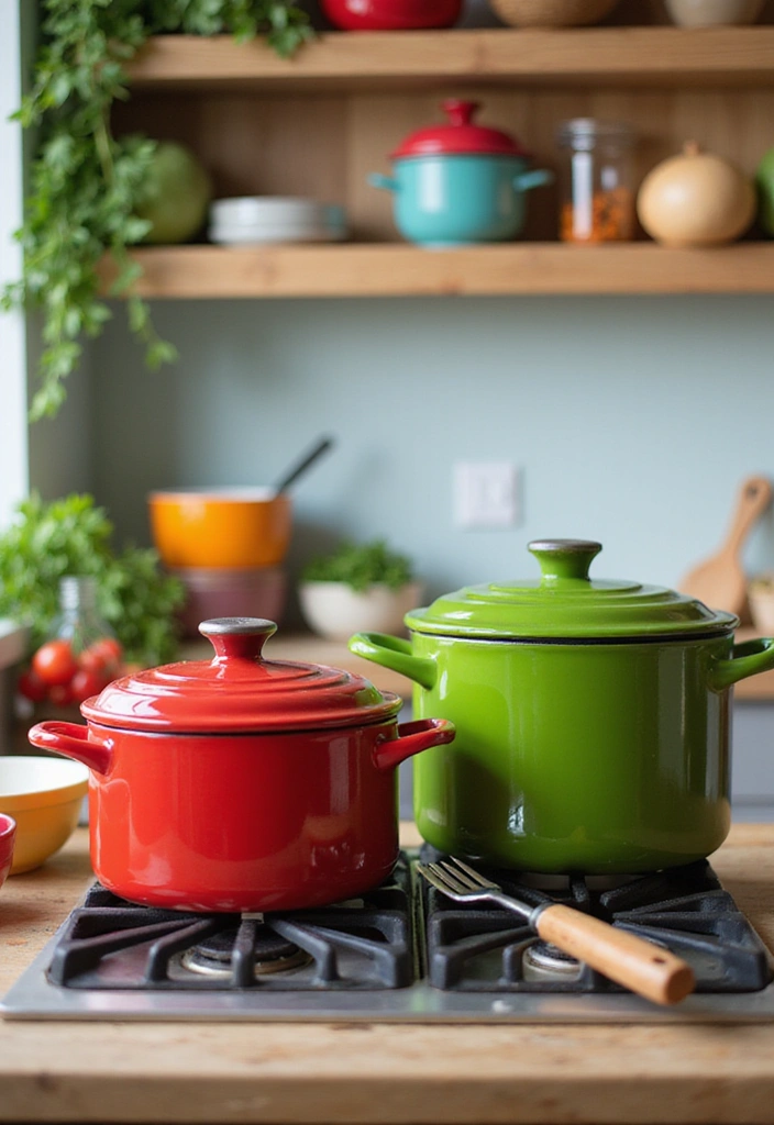 15 Colorful Kitchen Accents That Will Instantly Brighten Your Space! - 9. Colorful Cookware