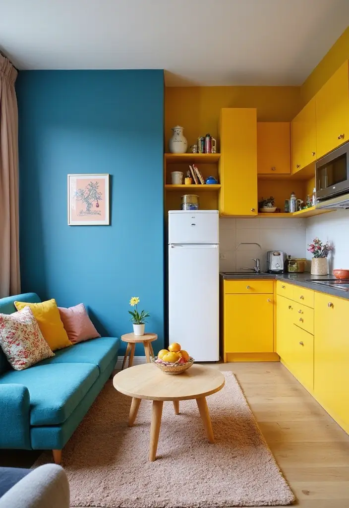 15 Stunning 1 Bed 1 Bath Floor Plan Ideas to Boost Light, Flow, and Style - 2. Zoning with Color