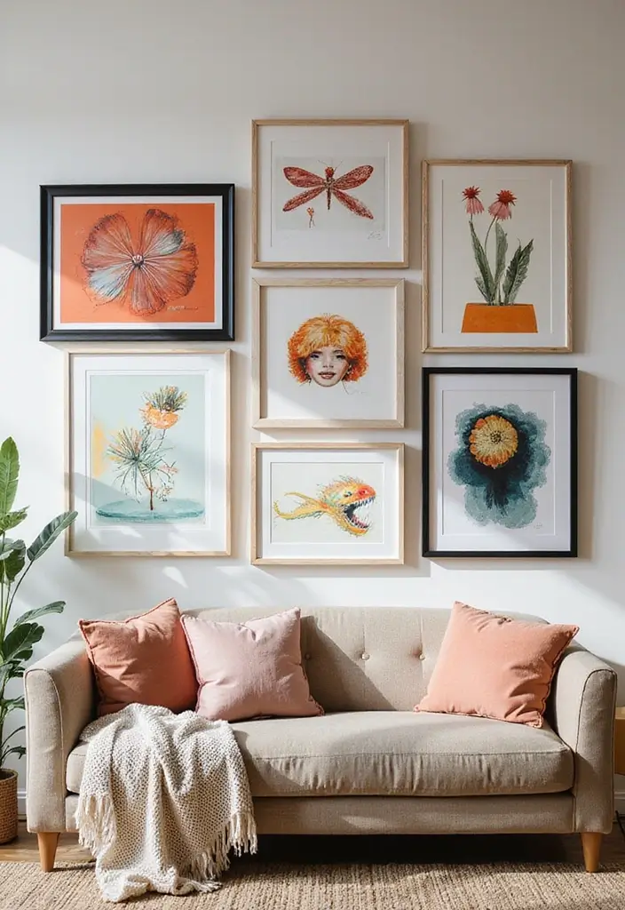 25 Boho Vintage Wall Hangings That Will Make Your Space Feel Like a Cozy Sanctuary! - 12. Unique Framed Art Prints
