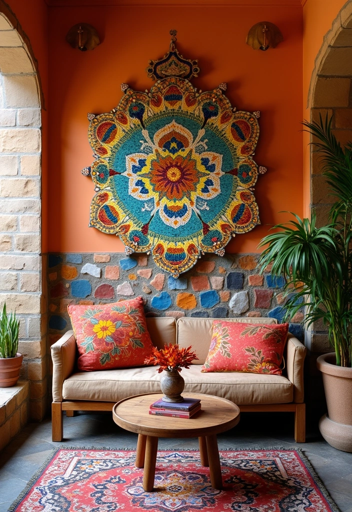 25 Boho Vintage Wall Hangings That Will Make Your Space Feel Like a Cozy Sanctuary! - 16. Mosaic Wall Hangings for Colorful Impact