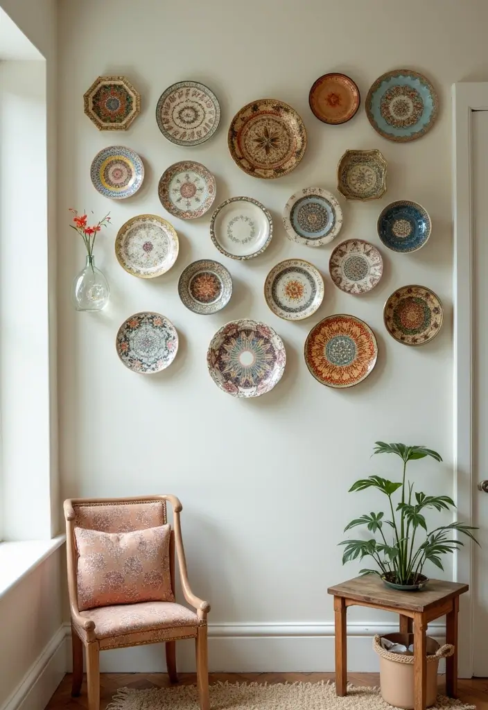 25 Boho Vintage Wall Hangings That Will Make Your Space Feel Like a Cozy Sanctuary! - 4. Quirky Vintage Plates Turned Wall Art