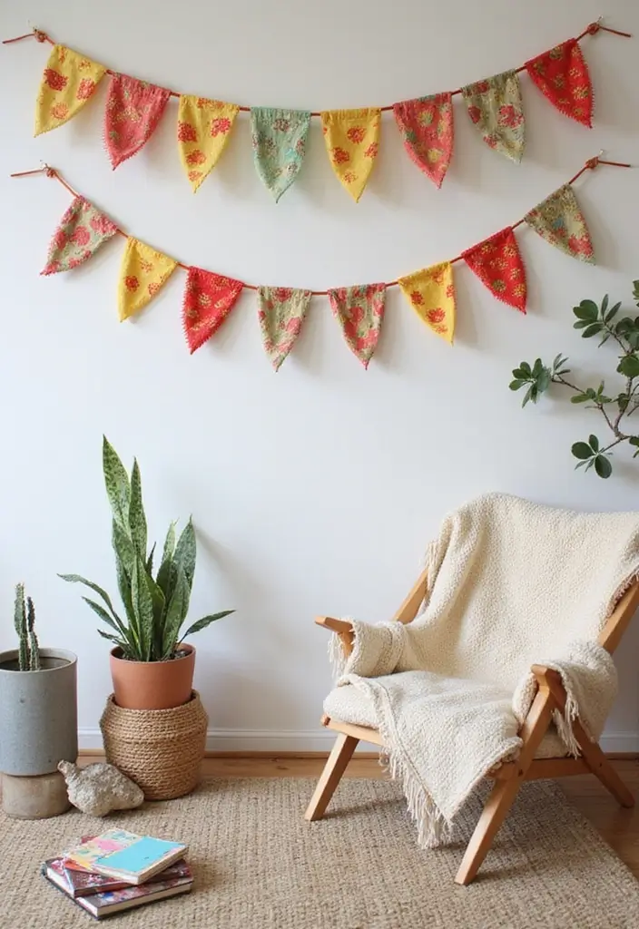 25 Boho Vintage Wall Hangings That Will Make Your Space Feel Like a Cozy Sanctuary! - 8. Whimsical Fabric Banners