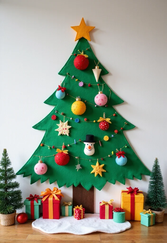 10 DIY Christmas Decorations That Make Perfect Gifts (Even Your Cat Can Help with #3!) - 10. Felt Holiday Tree