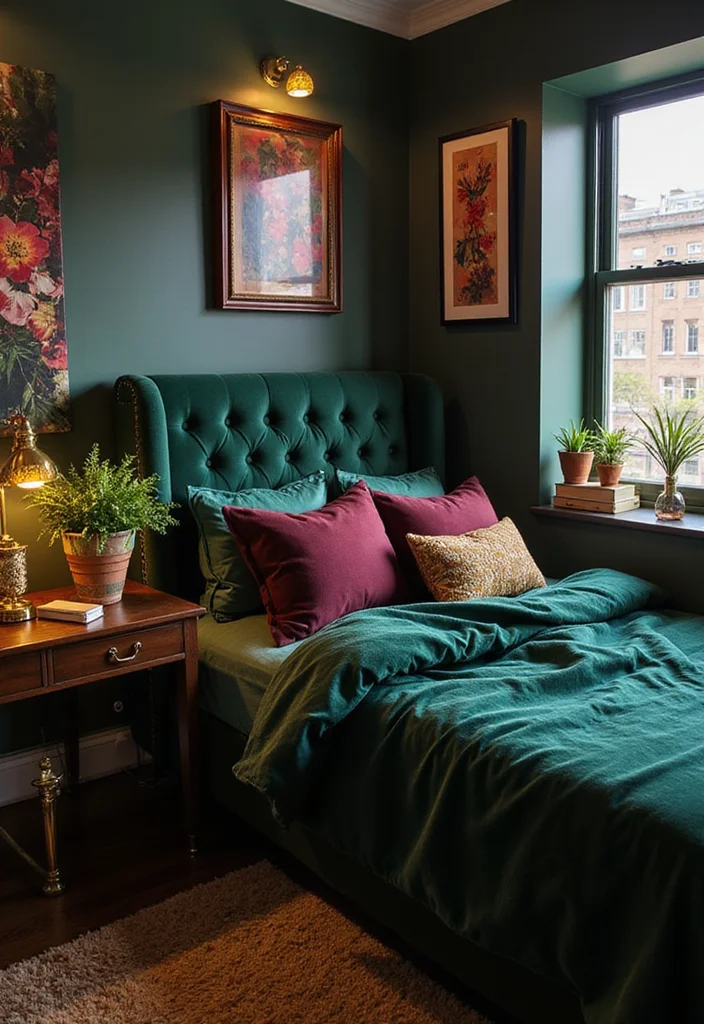 10 Trendy Dorm Room Color Schemes That Will Transform Your Space Instantly! - 10. Glamorous Jewel Tones 1