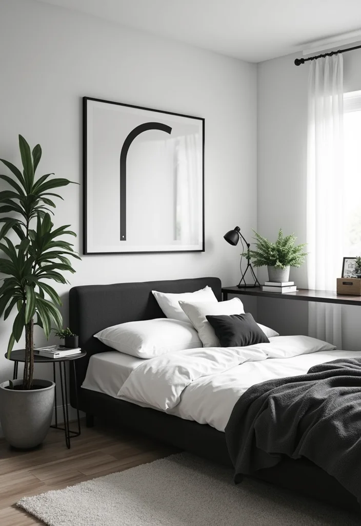 10 Trendy Dorm Room Color Schemes That Will Transform Your Space Instantly! - 8. Chic Black and White 1